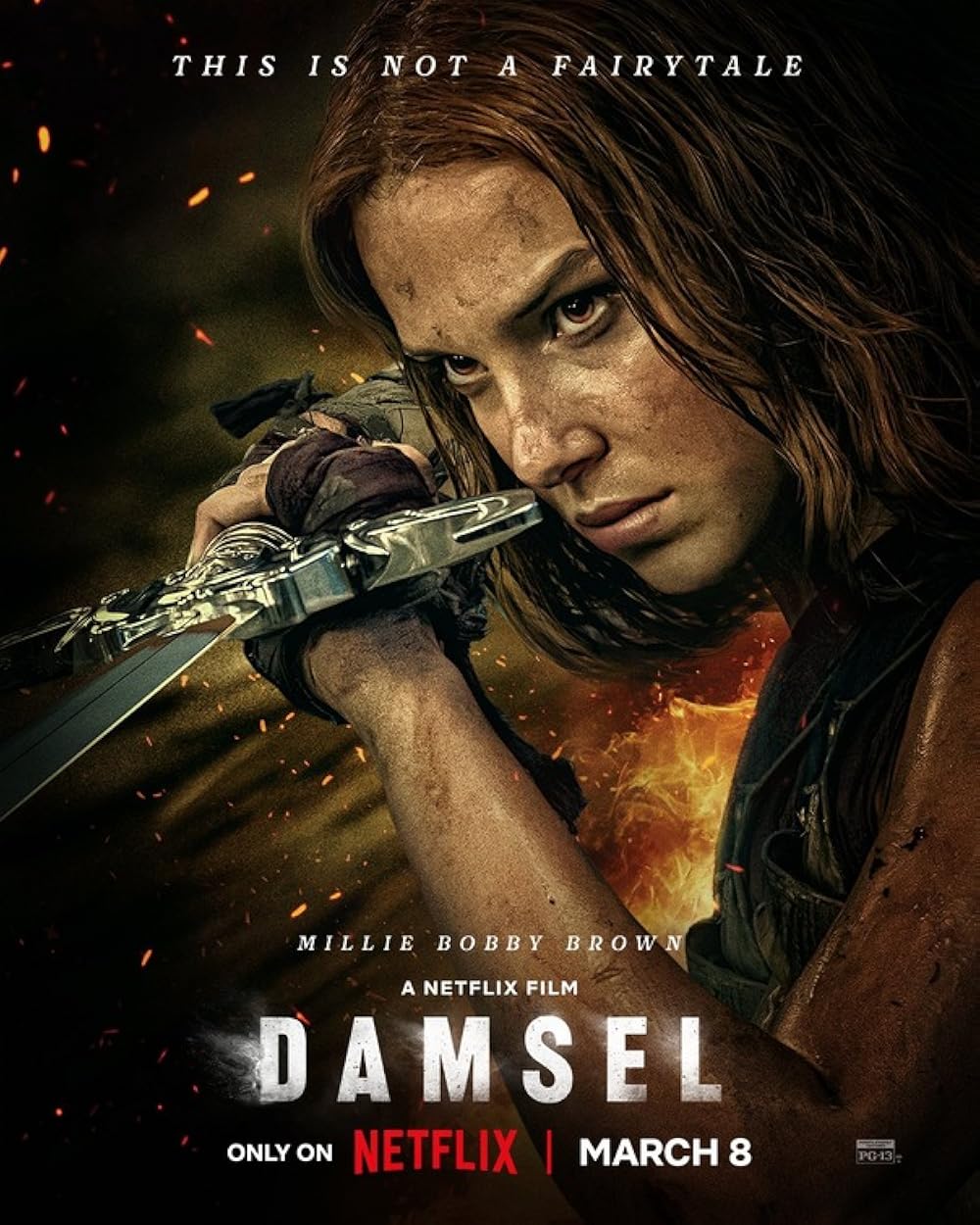 Netflix filmi Damsel'in afişlerinden biri.