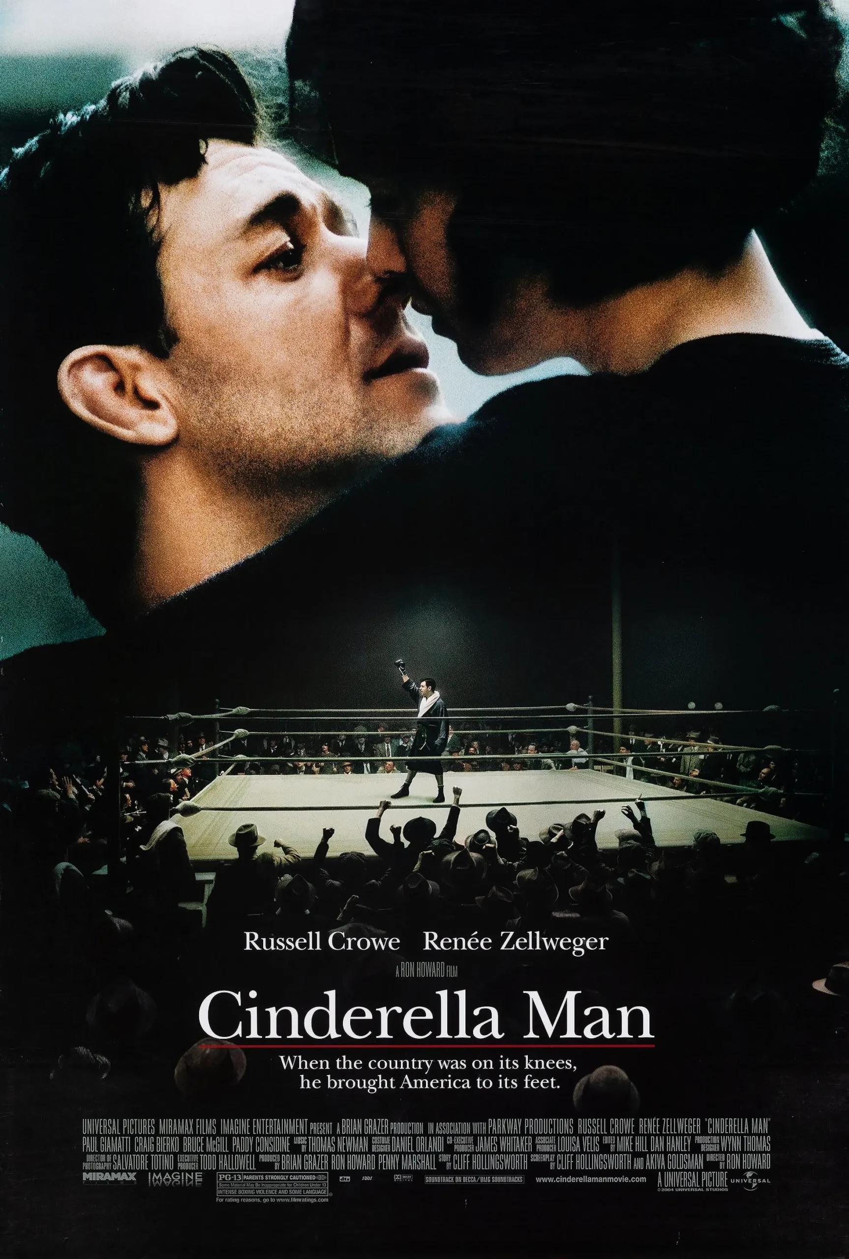 Cinderella Man (2005) 2005, Akiva Goldsman, Biyografi, Bruce McGill, Cliff Hollingsworth, Craig Bierko, David Huband, Dram, Paddy Considine, Paul Gaimatti, Renée Zellweger, Romantik, Ron Howard, Russell Crowe, Spor